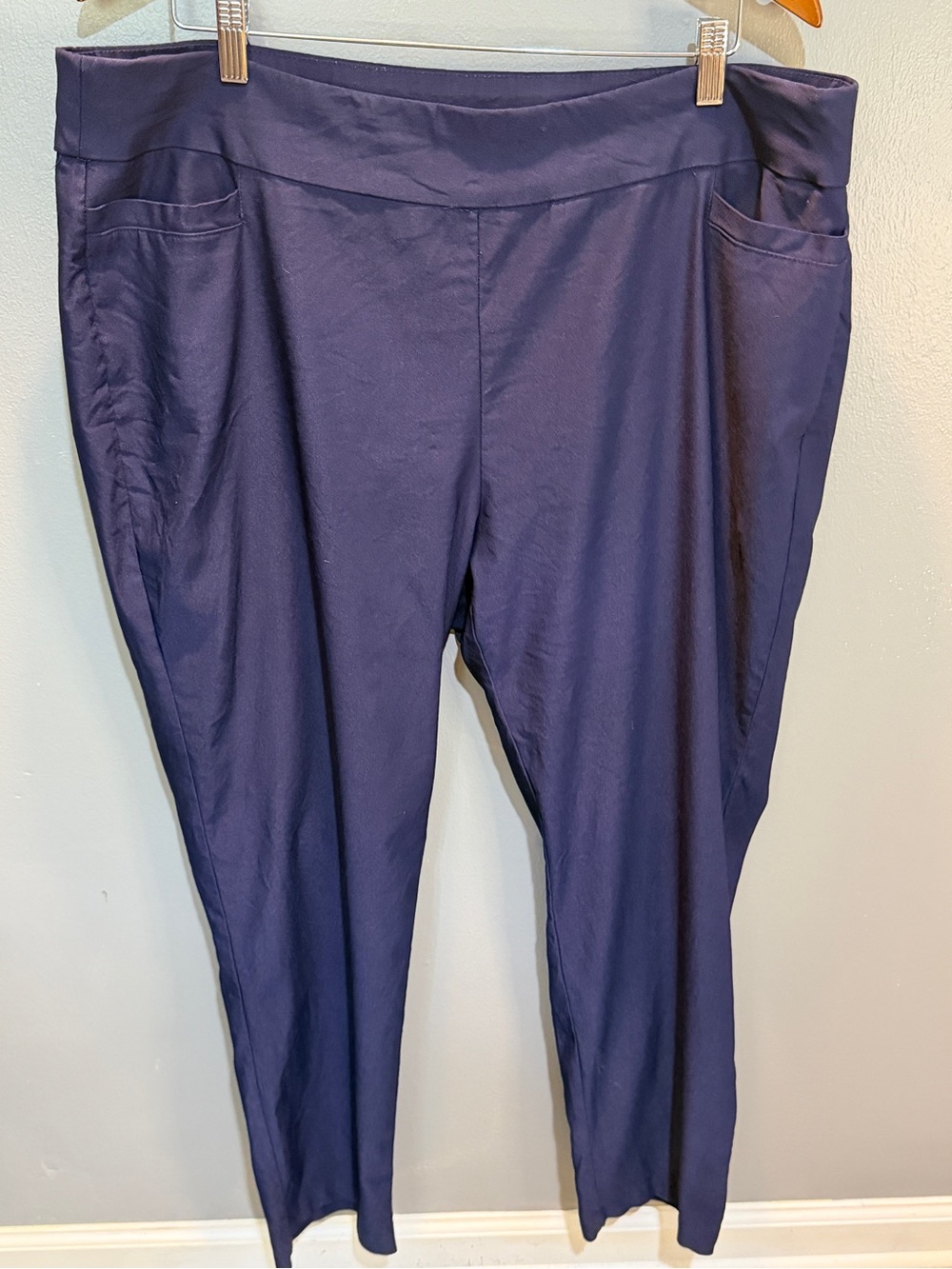 KIM ROGERS NAVY STRETCH STRAIGHT LEG PANTS SZ 20W